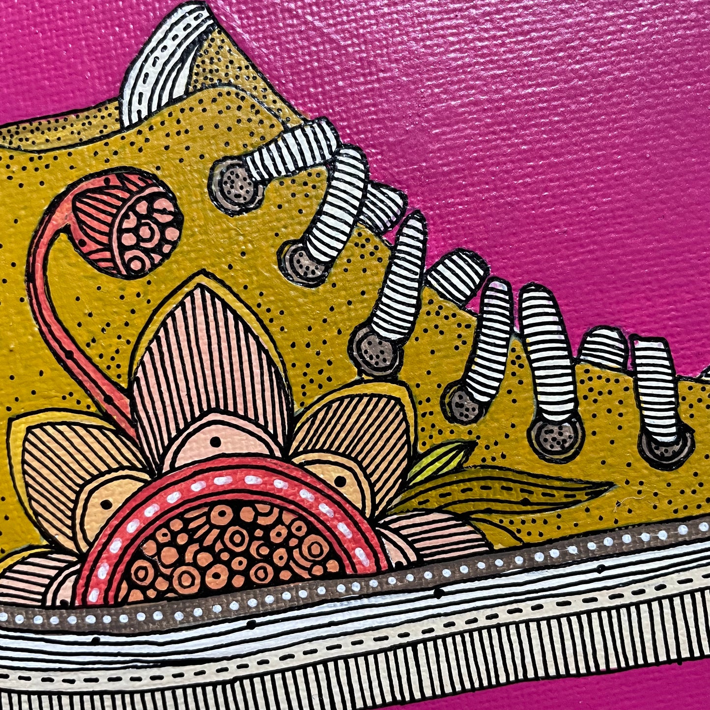 El Zapato- Original Pen and Ink Artwork - 6x6 canvas