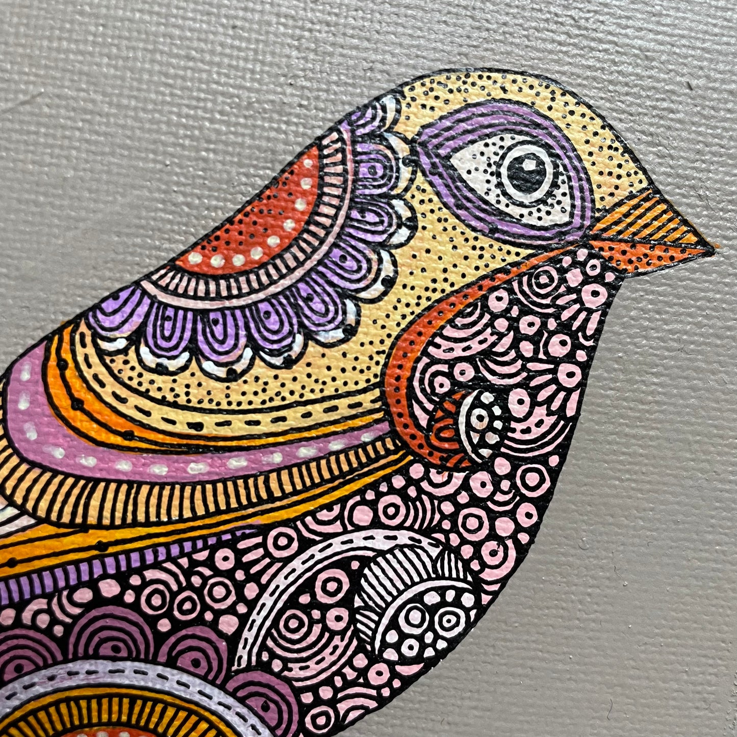 El Pajaro- Original Pen and Ink Artwork - 6x6 canvas