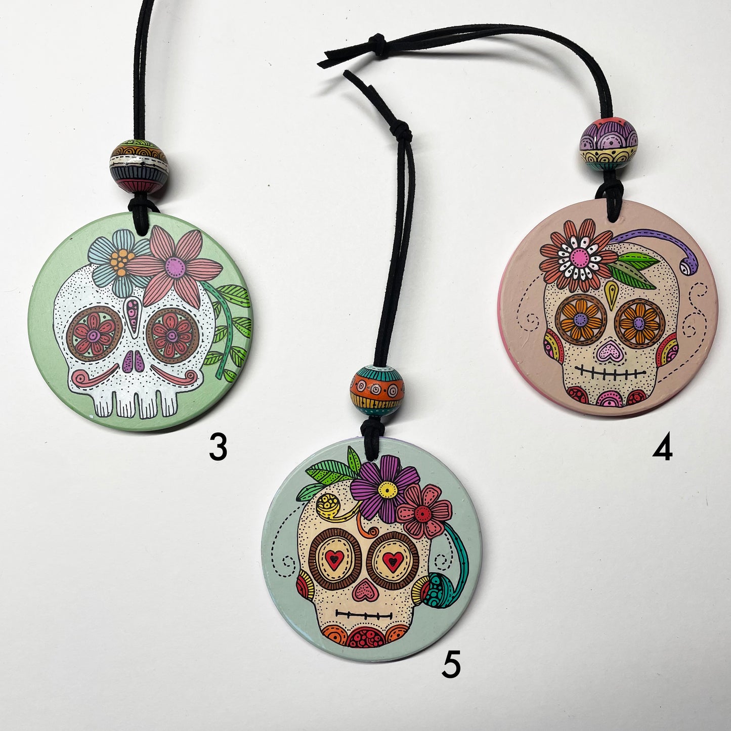 Hand-Painted Sugar Skull Ornament - Unique Decor