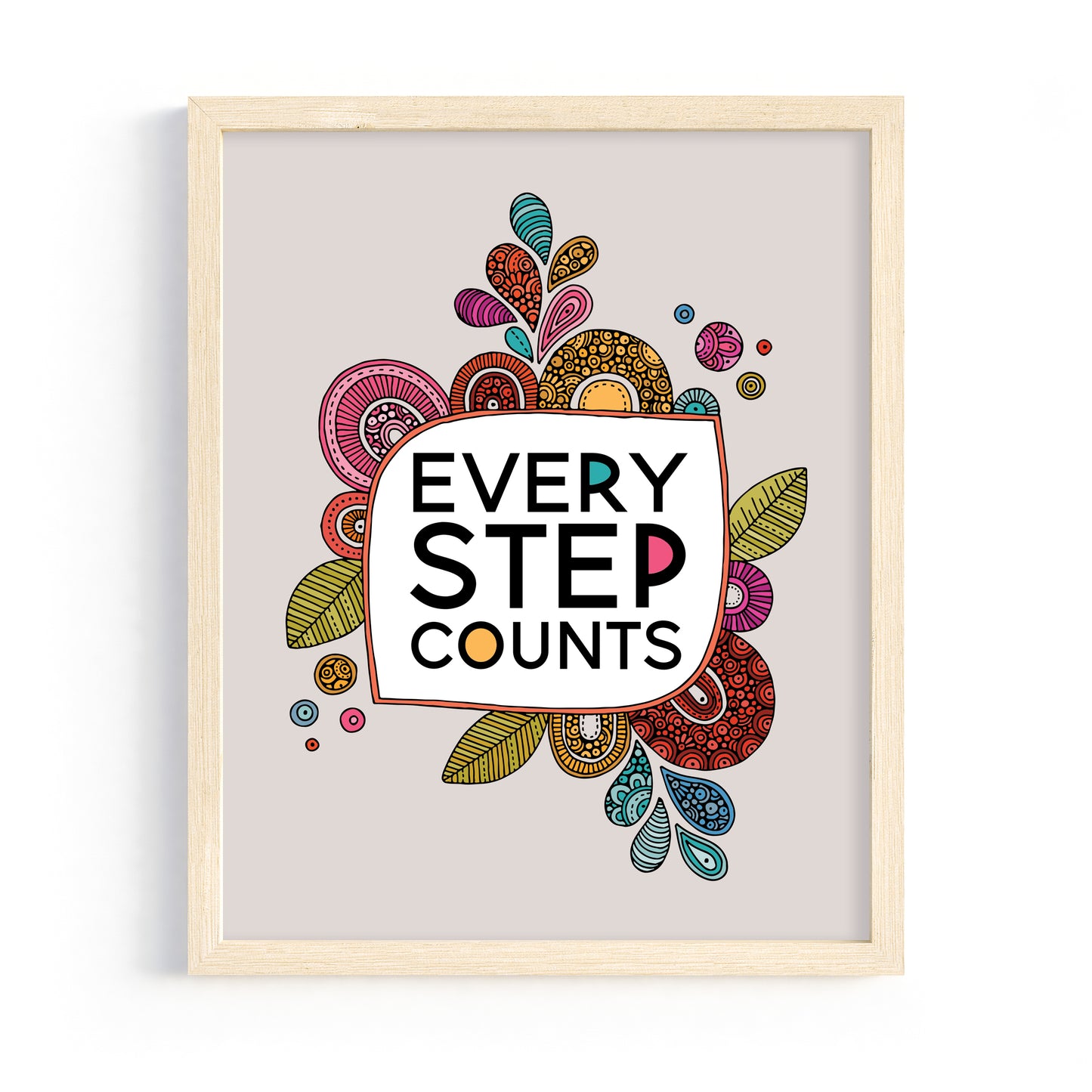 Every Step Counts, Motivational Art Print - Abstract Botanical Design