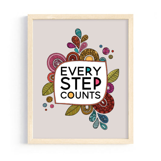 Every Step Counts, Motivational Art Print - Abstract Botanical Design