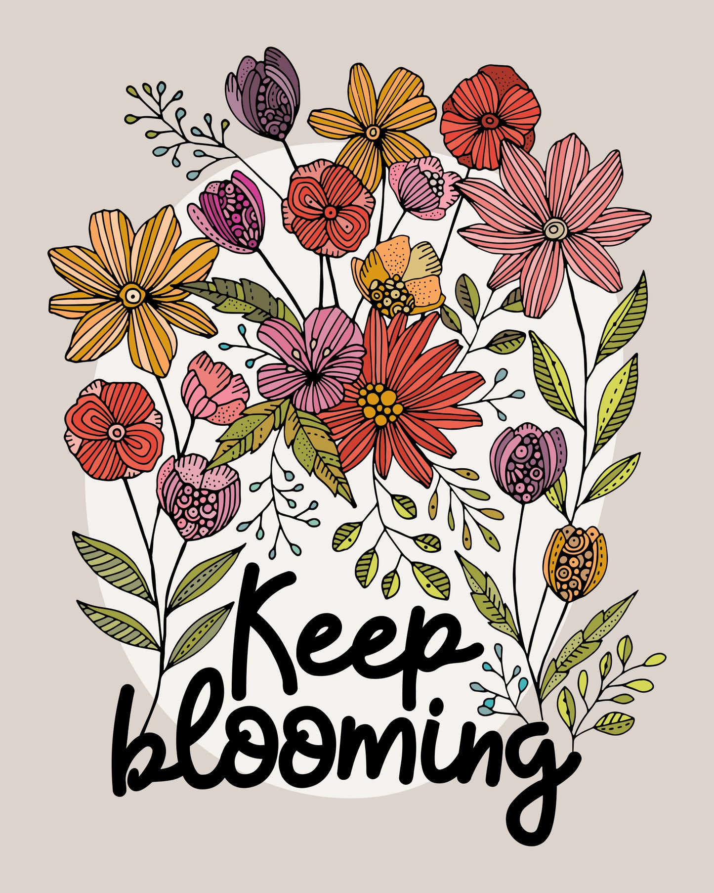 Keep Blooming, Floral Art Print - Growth and Positivity Decor