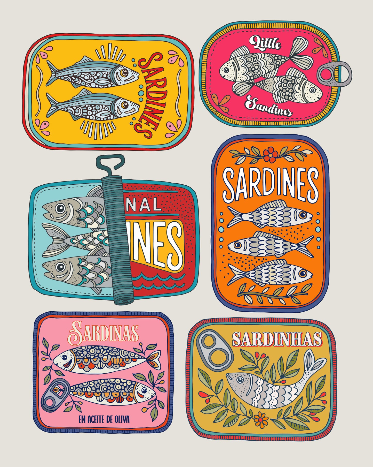 Under the Lid - Colorful Sardine Can Art Print