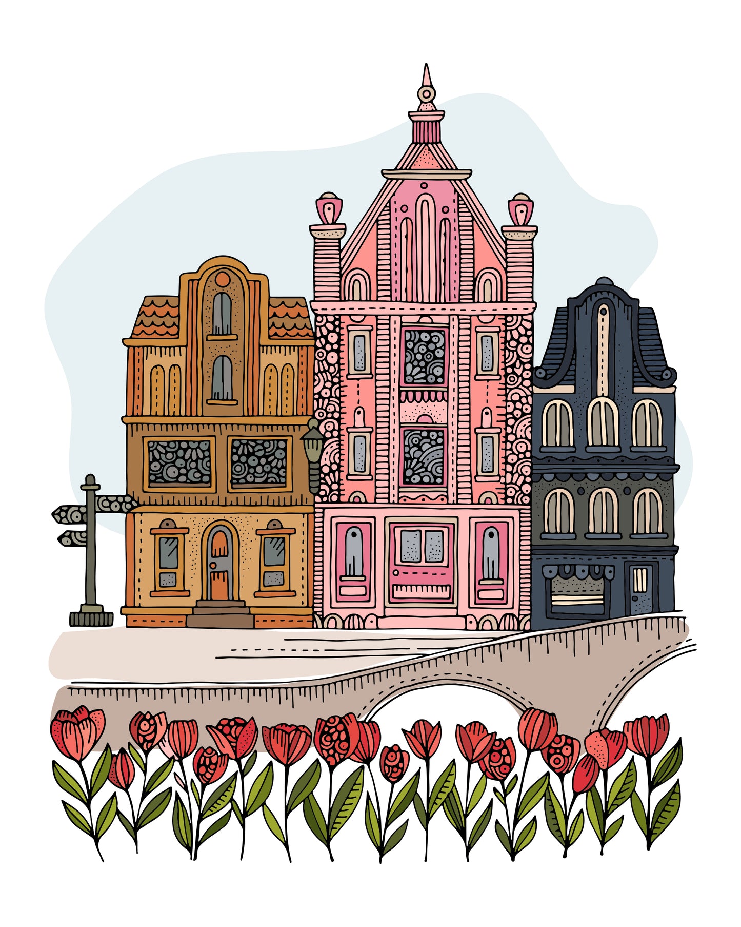 Amsterdam Art Print | Dutch Canal Houses Wall Art
