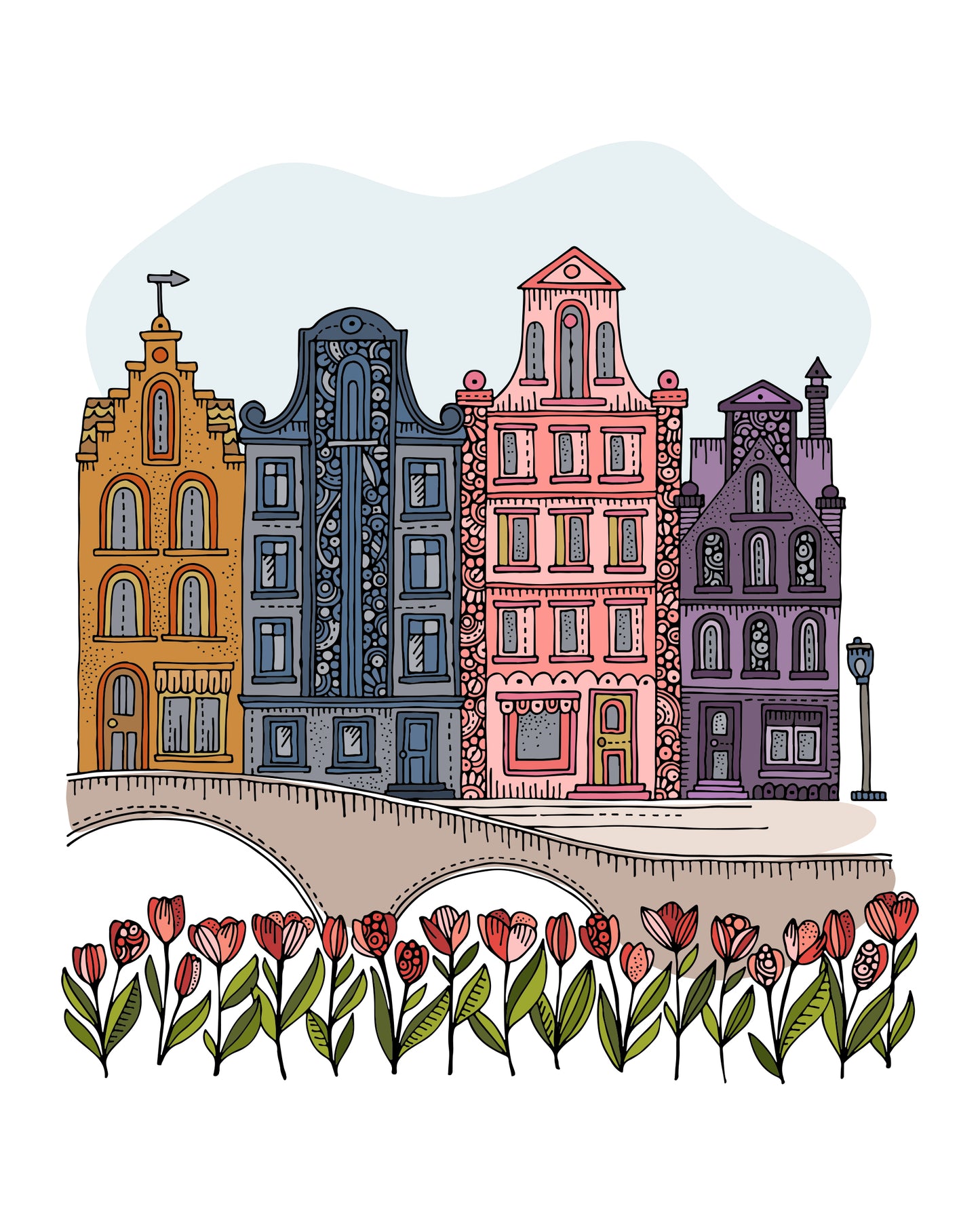Amsterdam - 2 Art Print | Dutch Canal Houses Wall Art