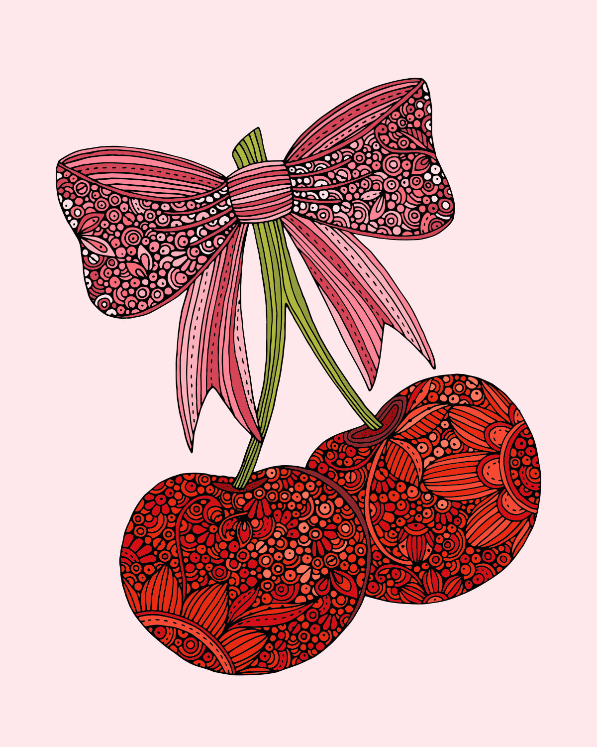 Cherries with a bow