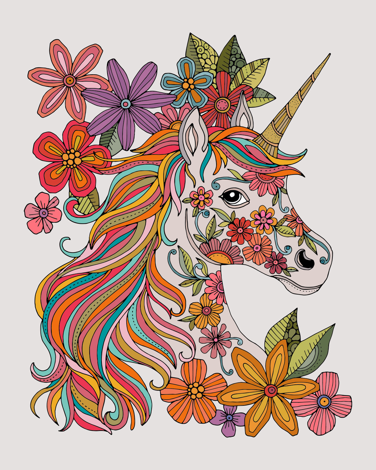 Floral Unicorn Art Print | Whimsical Unicorn Wall Art