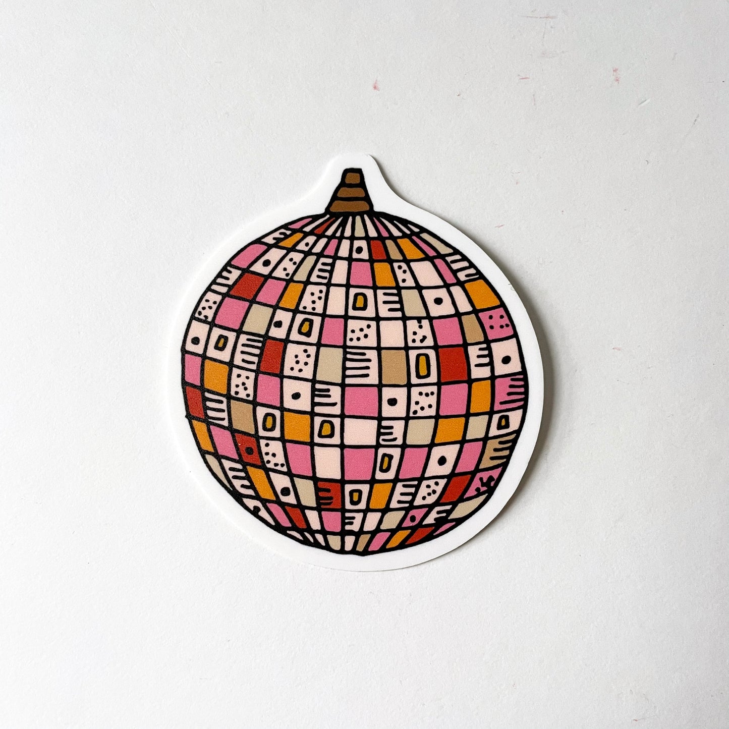 Retro Disco Ball Vinyl Sticker – Whimsical 70s Aesthetic Waterproof Decal