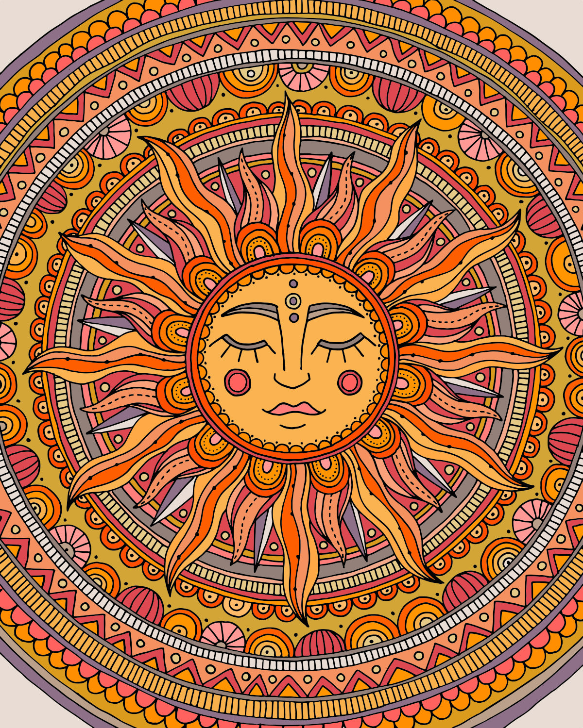 Boho Sun Art Print | Celestial Sun Wall Art