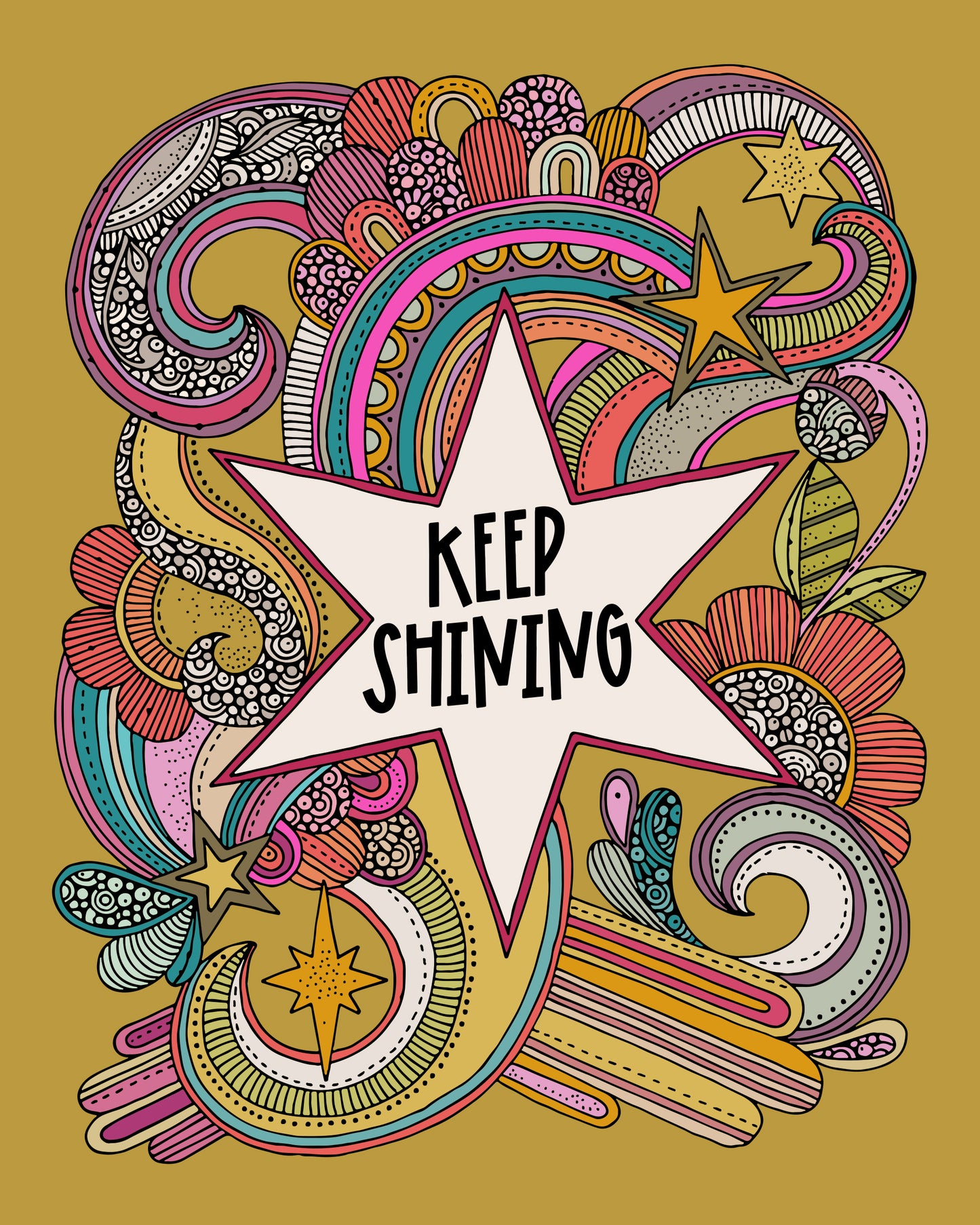 Keep Shining, Art Print - Star & Doodle Inspirational Decor