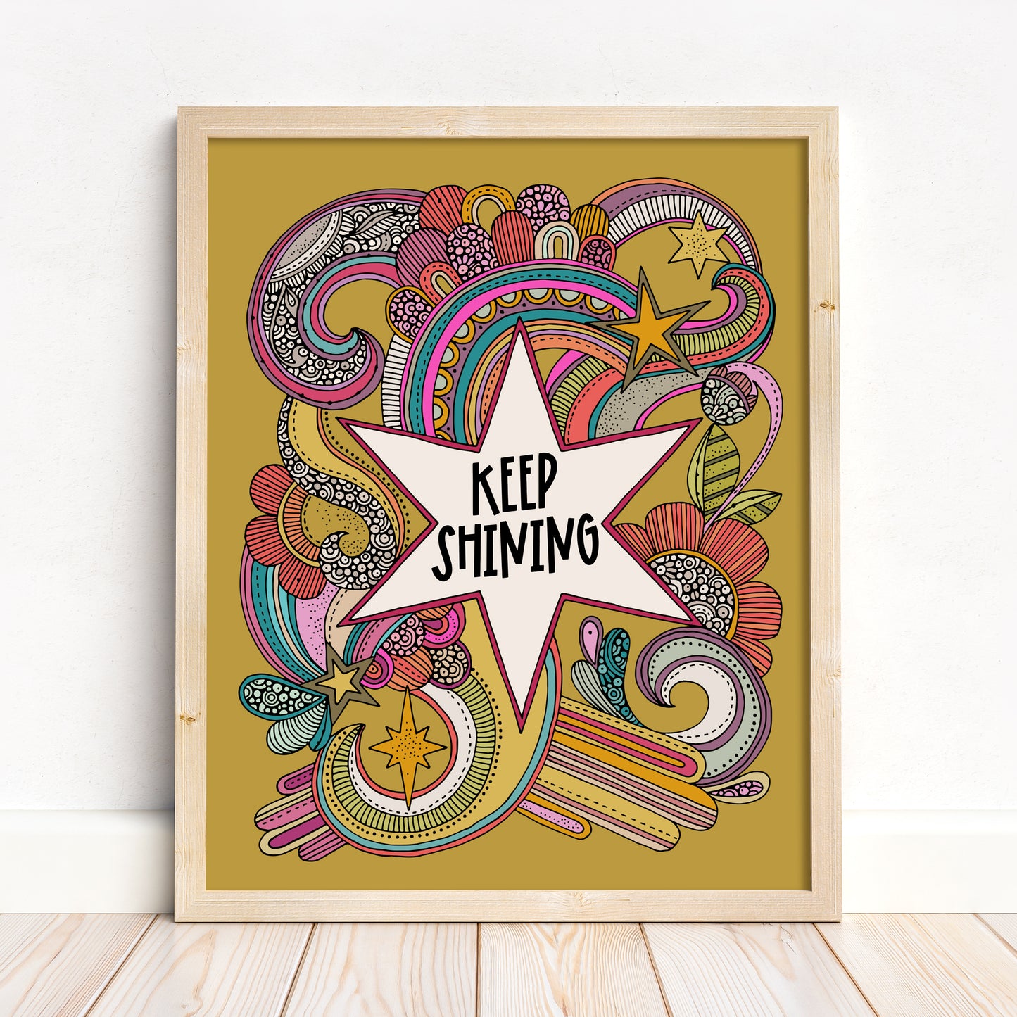 Keep Shining, Art Print - Star & Doodle Inspirational Decor