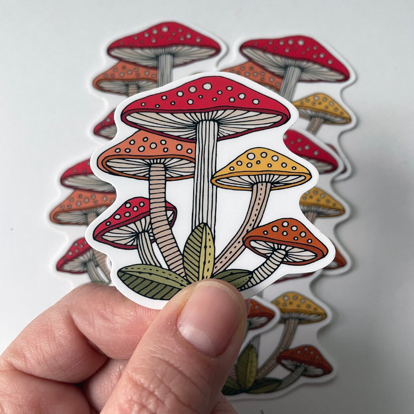 Whimsical Mushroom Cluster Vinyl Sticker