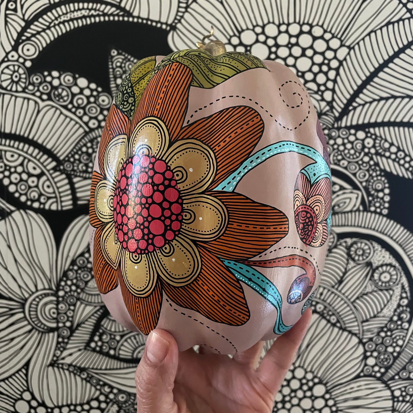 Hand painted Pumpkin - 7 (6.75 inches)