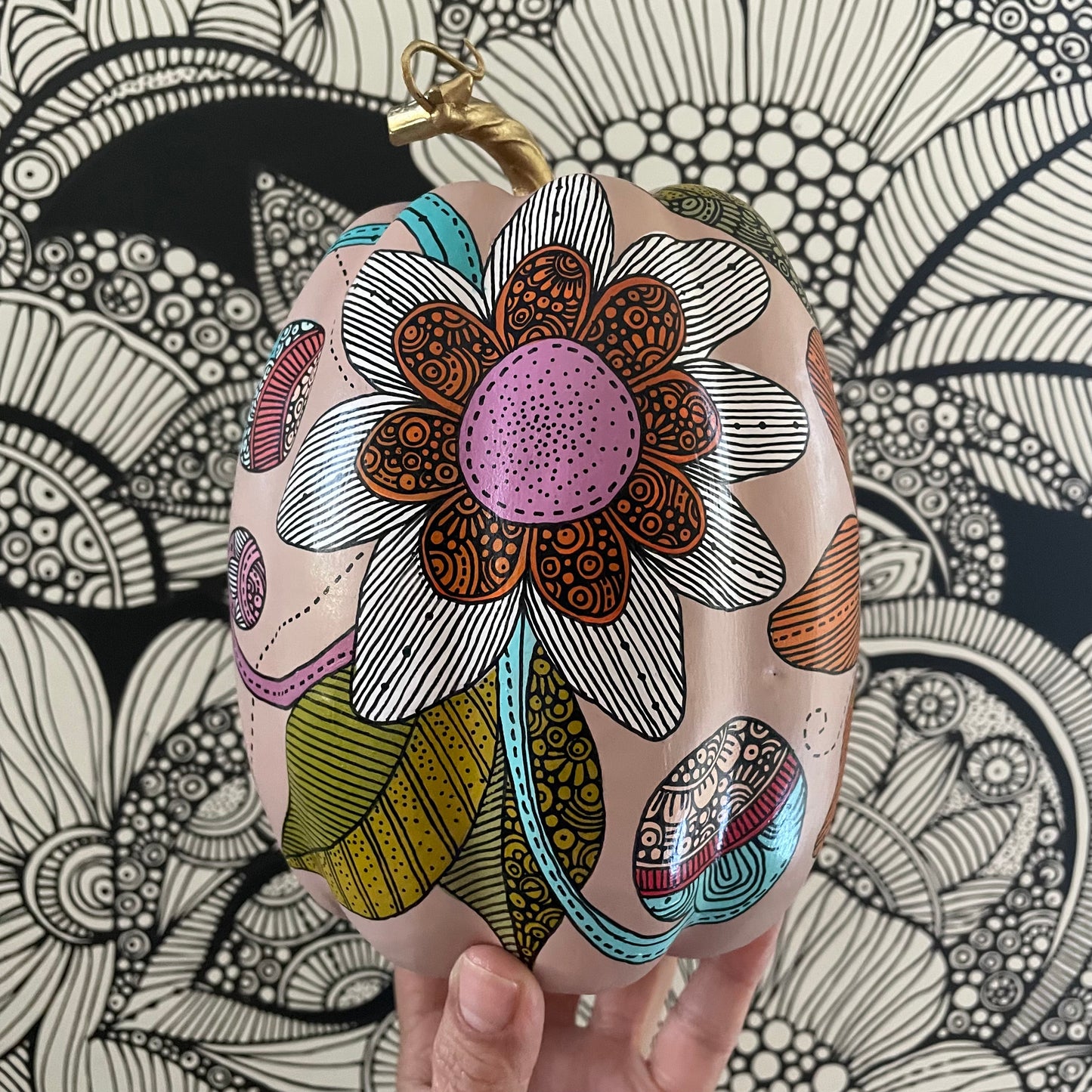 Hand painted Pumpkin - 7 (6.75 inches)