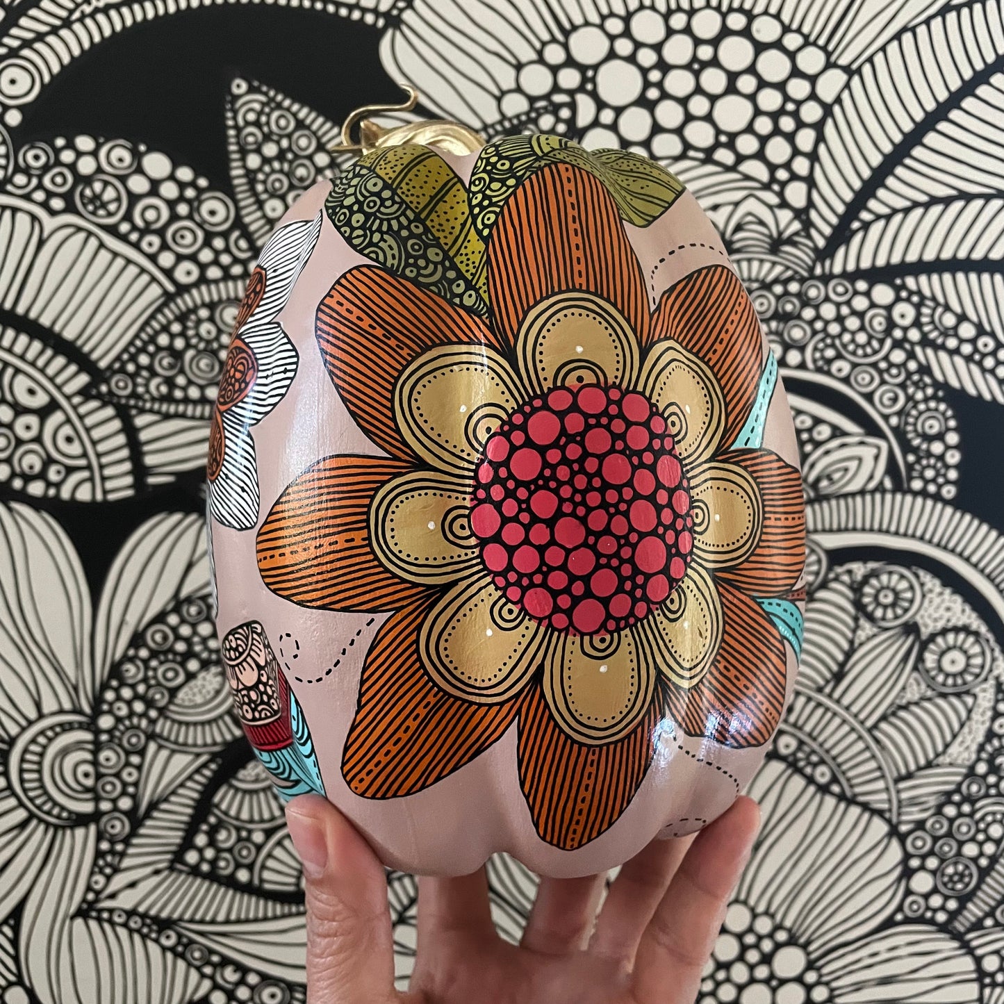 Hand painted Pumpkin - 7 (6.75 inches)