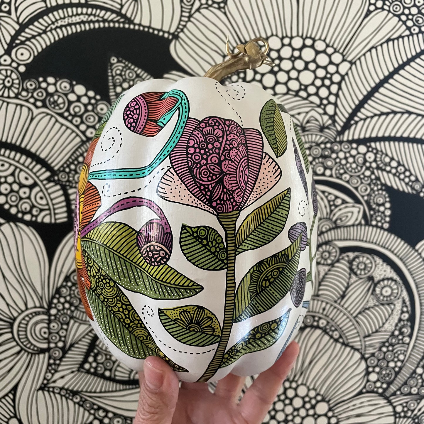 Hand painted Pumpkin - 7 (6.75 inches)