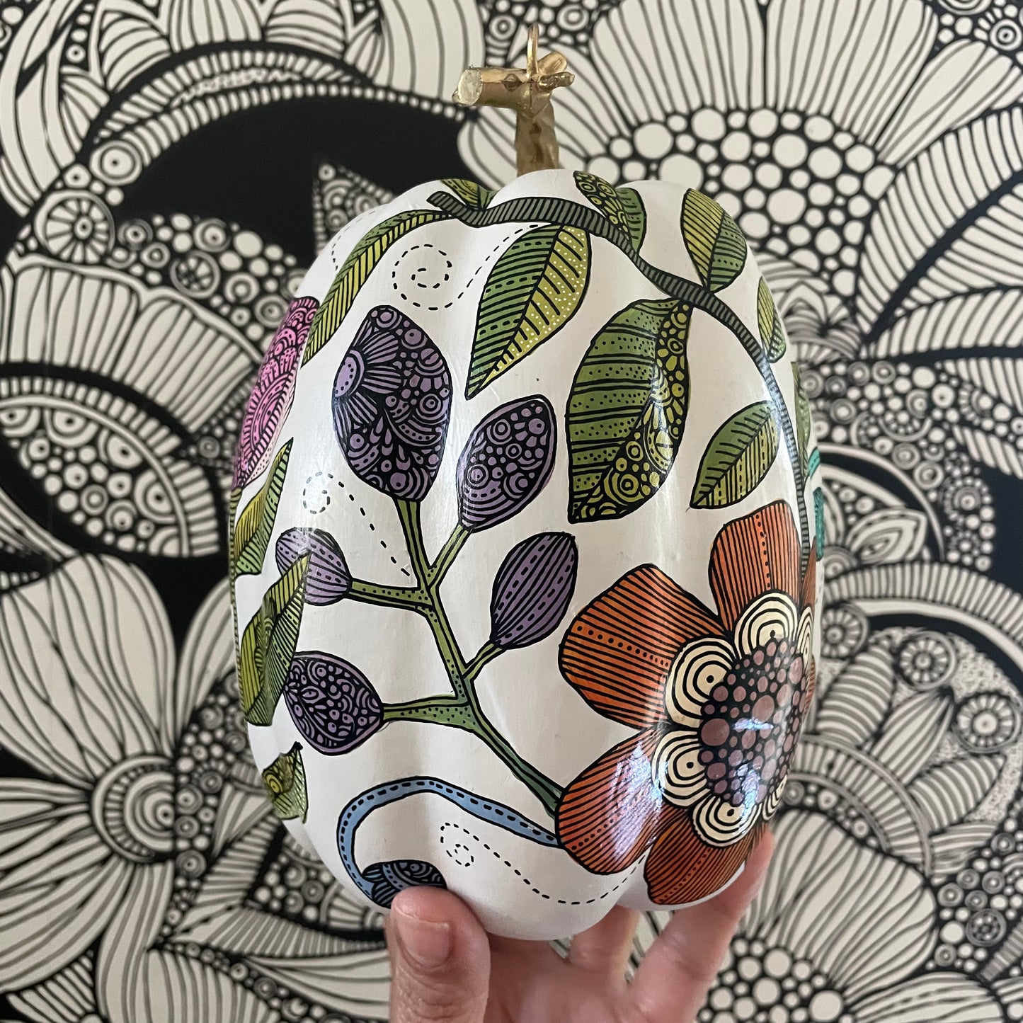 Hand painted Pumpkin - 7 (6.75 inches)