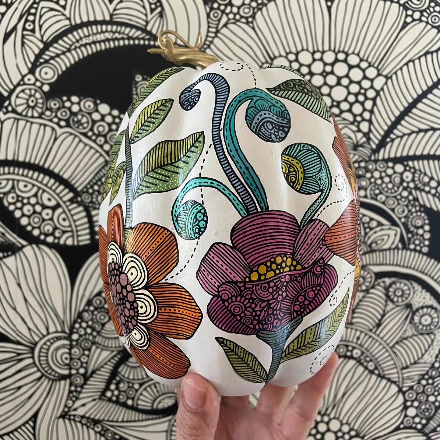 Hand painted Pumpkin - 7 (6.75 inches)