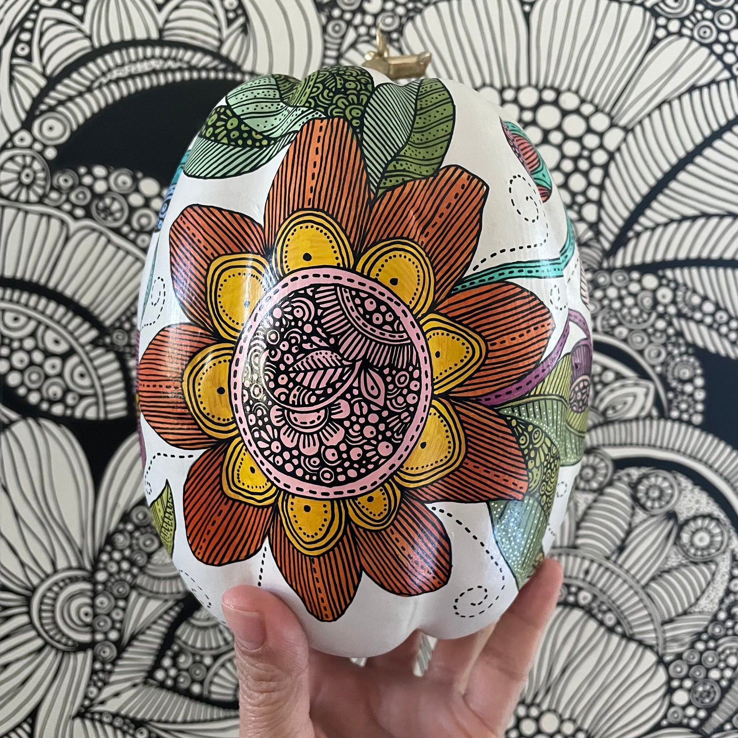 Hand painted Pumpkin - 7 (6.75 inches)