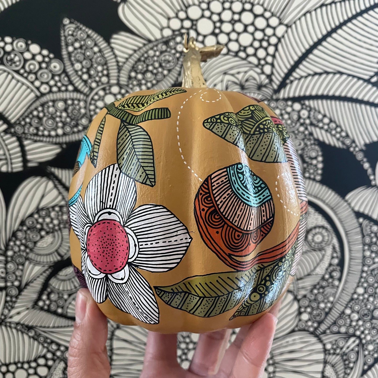 Hand painted Pumpkin - 6 (5 inches)