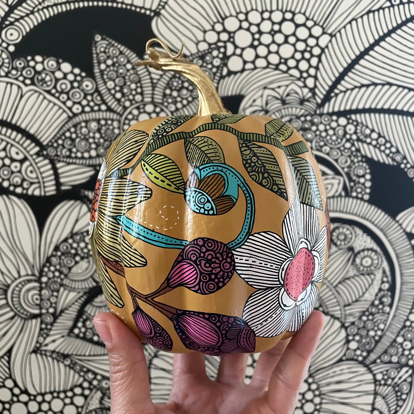 Hand painted Pumpkin - 6 (5 inches)