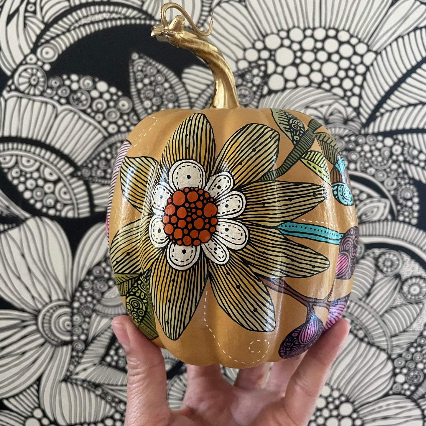 Hand painted Pumpkin - 6 (5 inches)