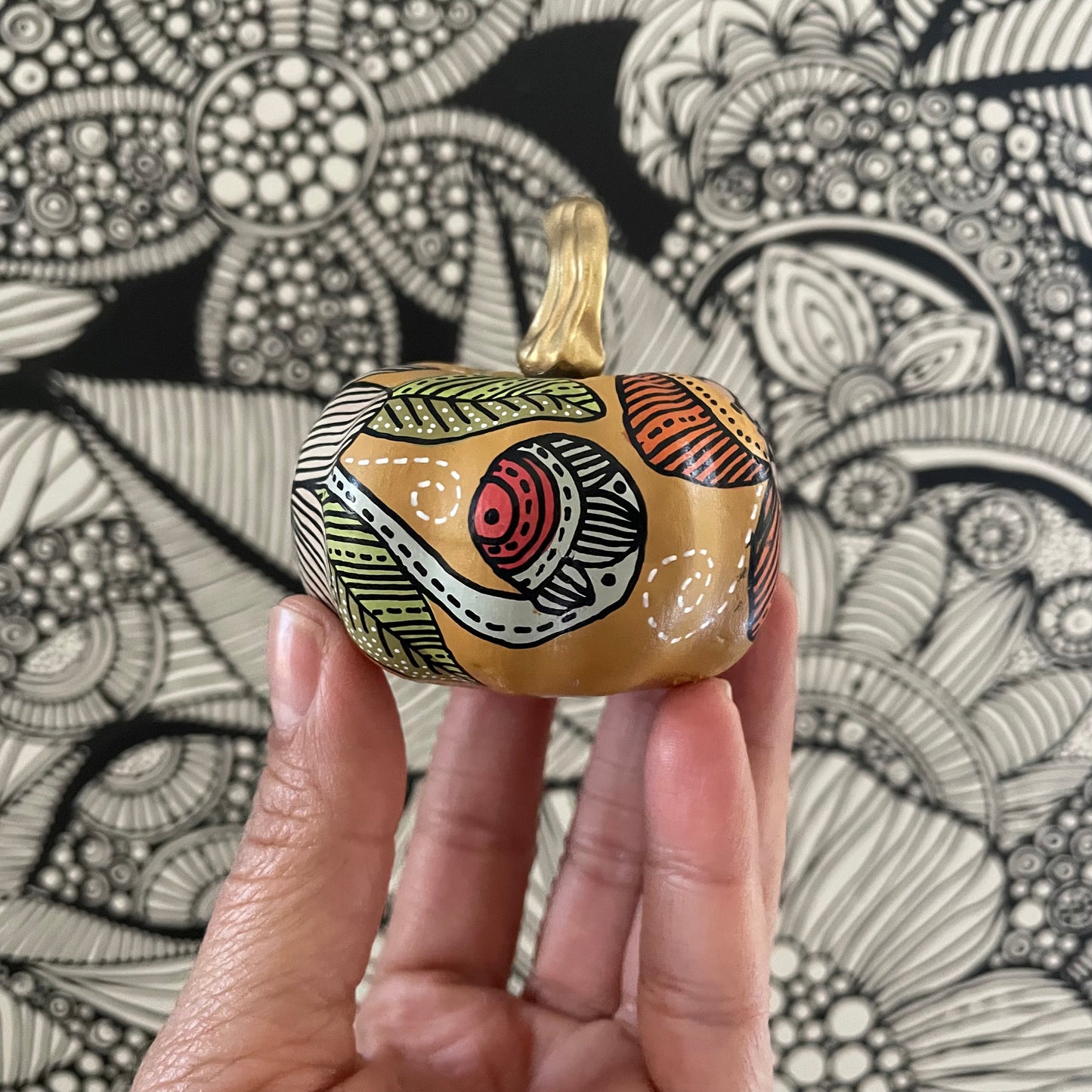 Hand painted pumpkin - (2.4 inches)