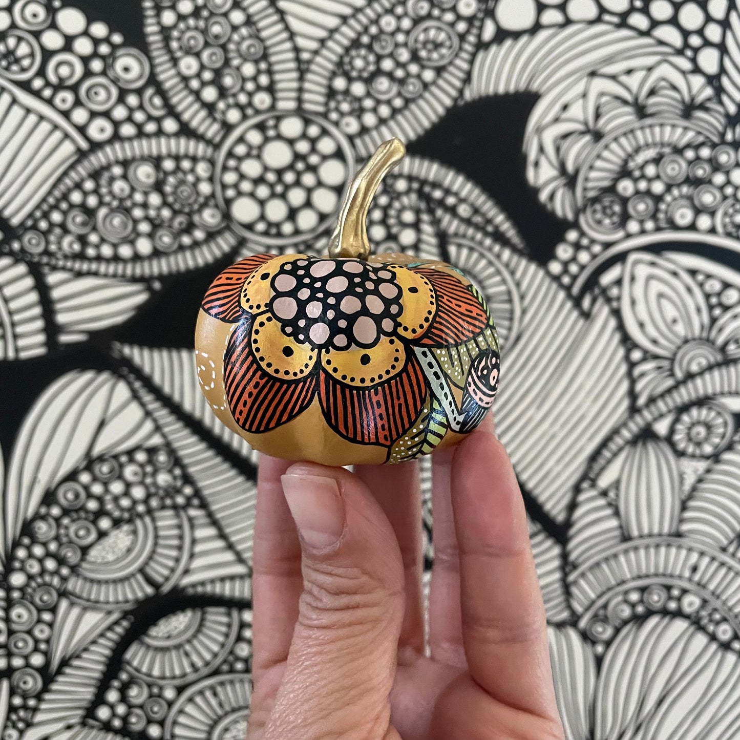 Hand painted pumpkin - (2.4 inches)