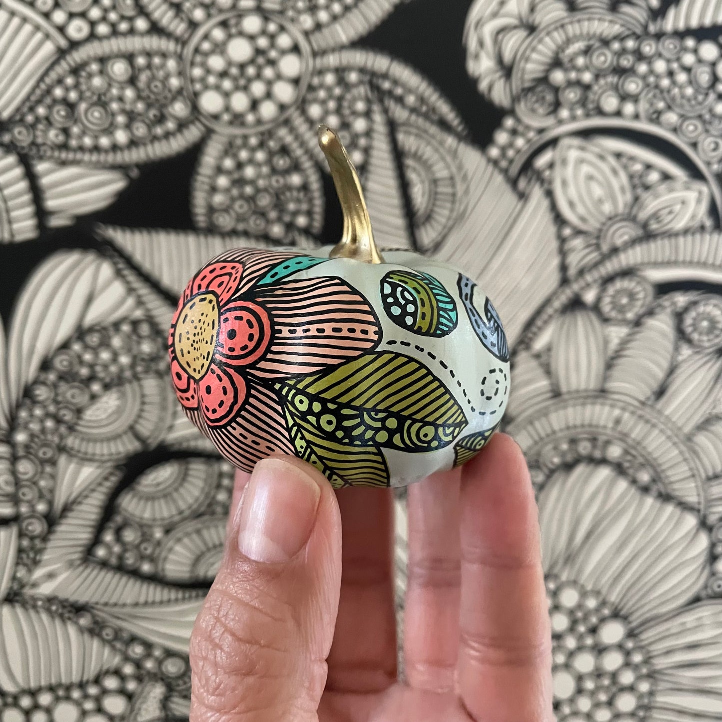 Hand painted pumpkin -1 (2.4 inches)