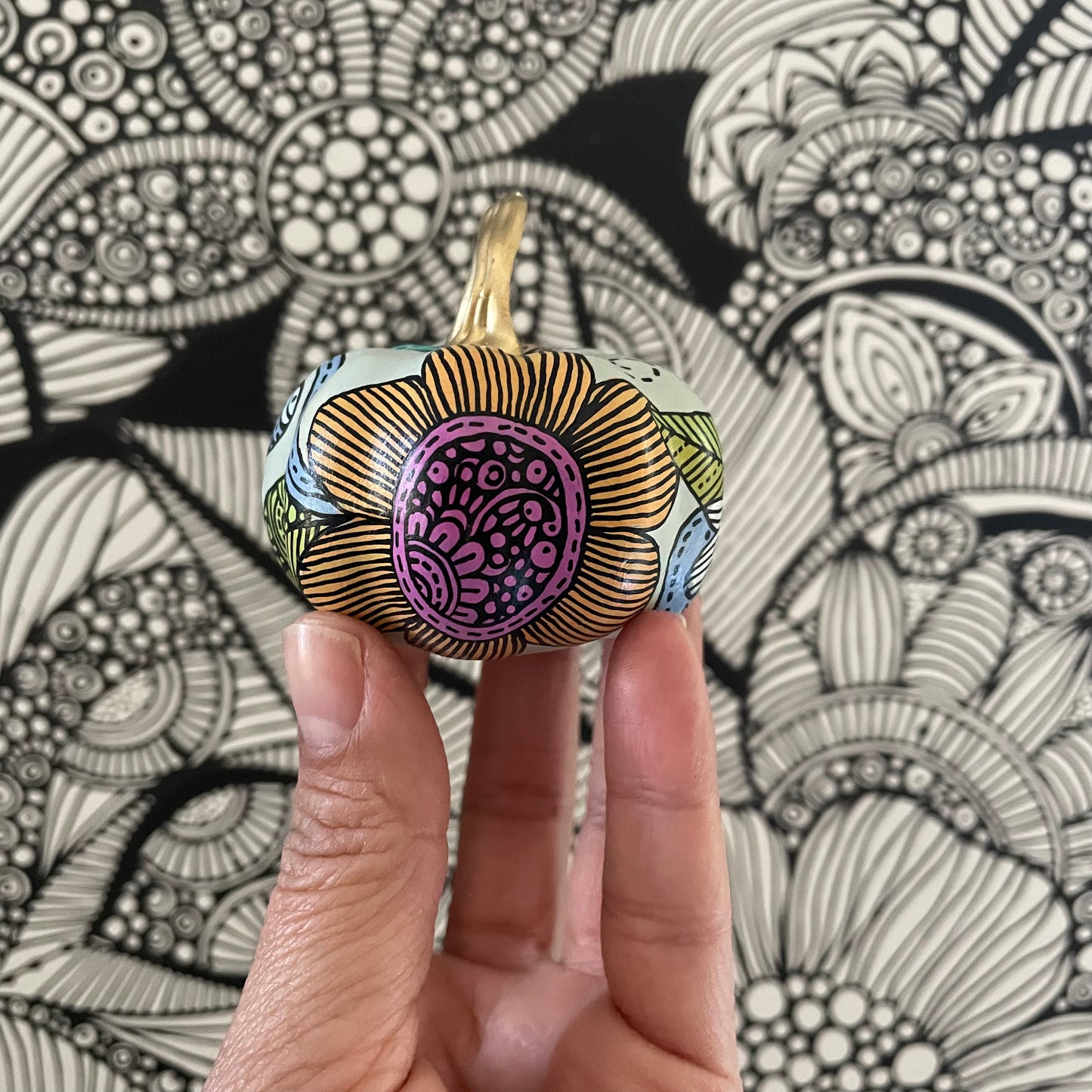 Hand painted pumpkin -1 (2.4 inches)