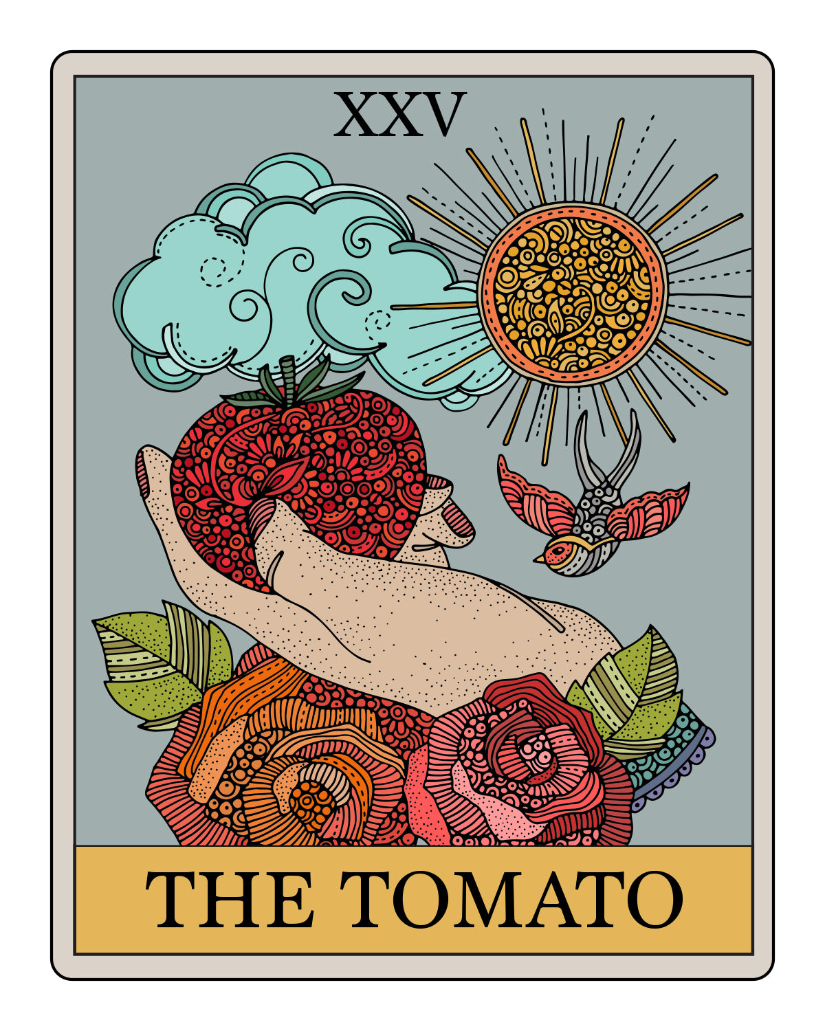The Tomato - Tarot card style