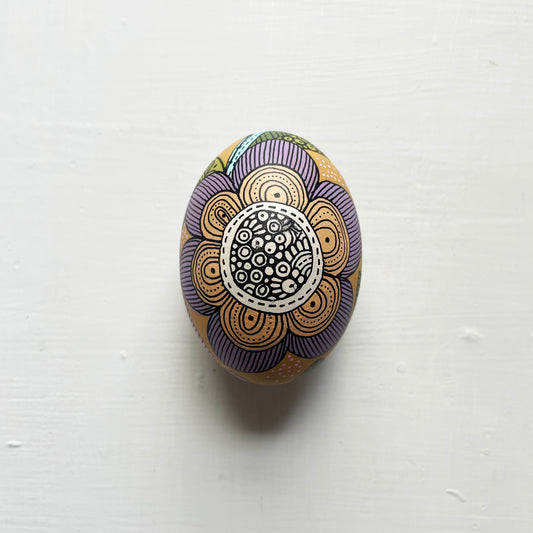 Hand-Painted Wood Easter Egg: Pen & Ink Floral Decor -10