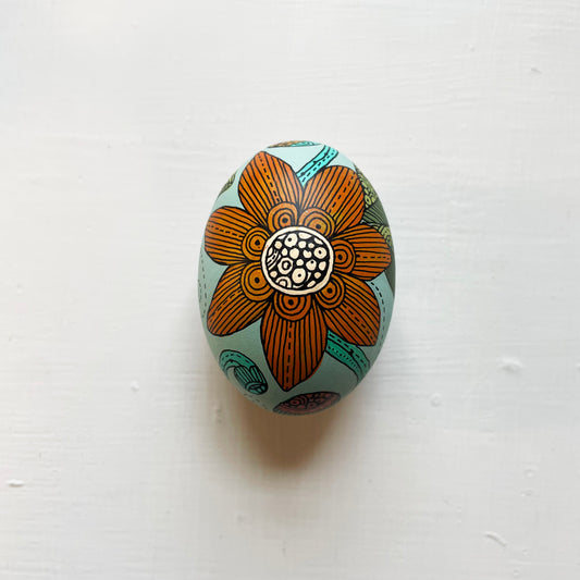 Hand-Painted Wood Easter Egg: Pen & Ink Floral Decor -15