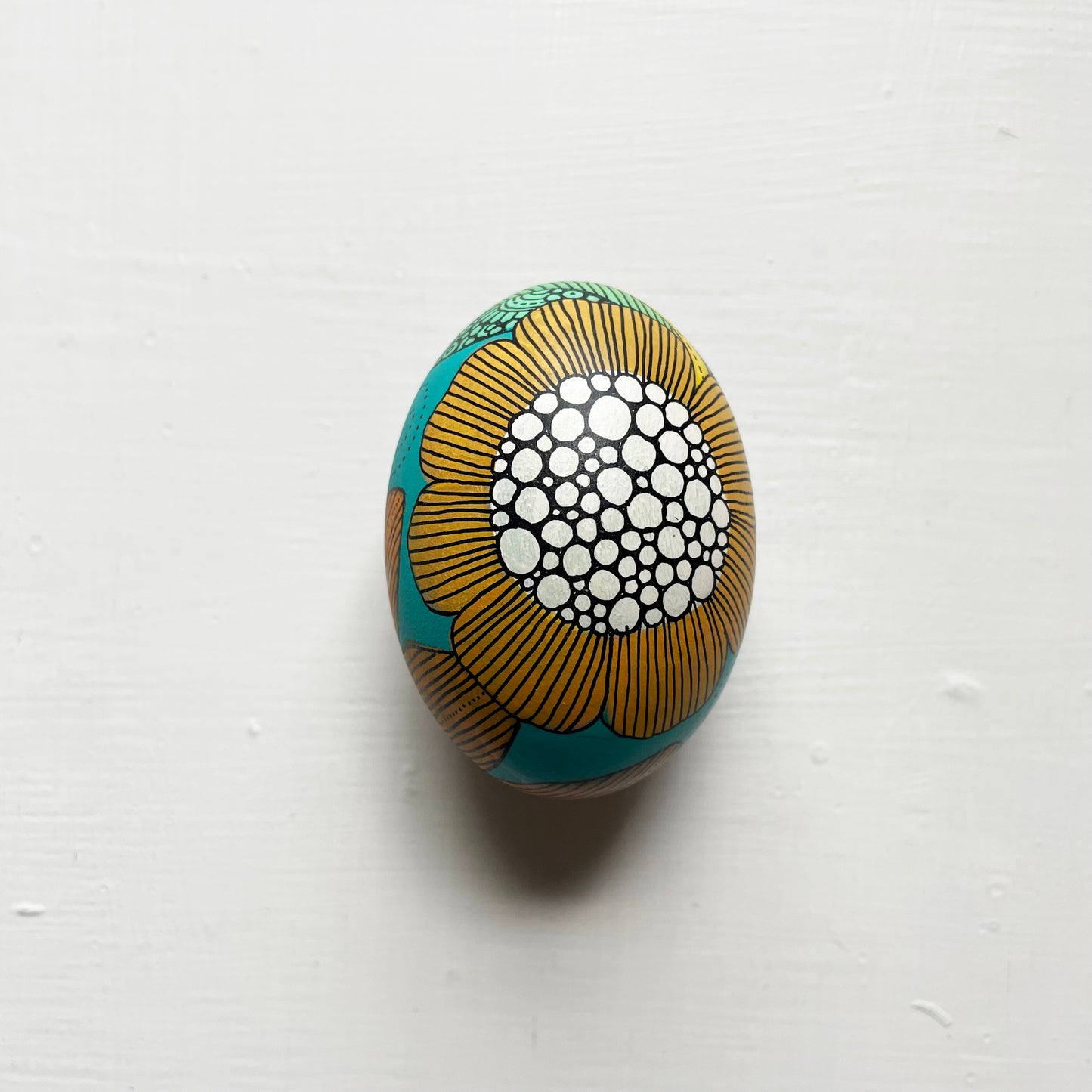 Hand-Painted Wood Easter Egg: Pen & Ink Floral Decor -16