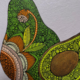 El Aguacate - Original Pen and Ink Artwork - 6x6 canvas