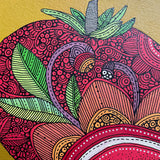 El Tomate- Original Pen and Ink Artwork - 6x6 canvas
