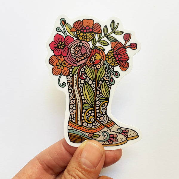 Boot with Flowers Sticker