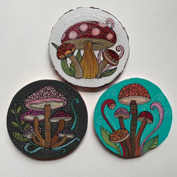 Hand painted wood slices ~ Pick ONE ~4 Inches