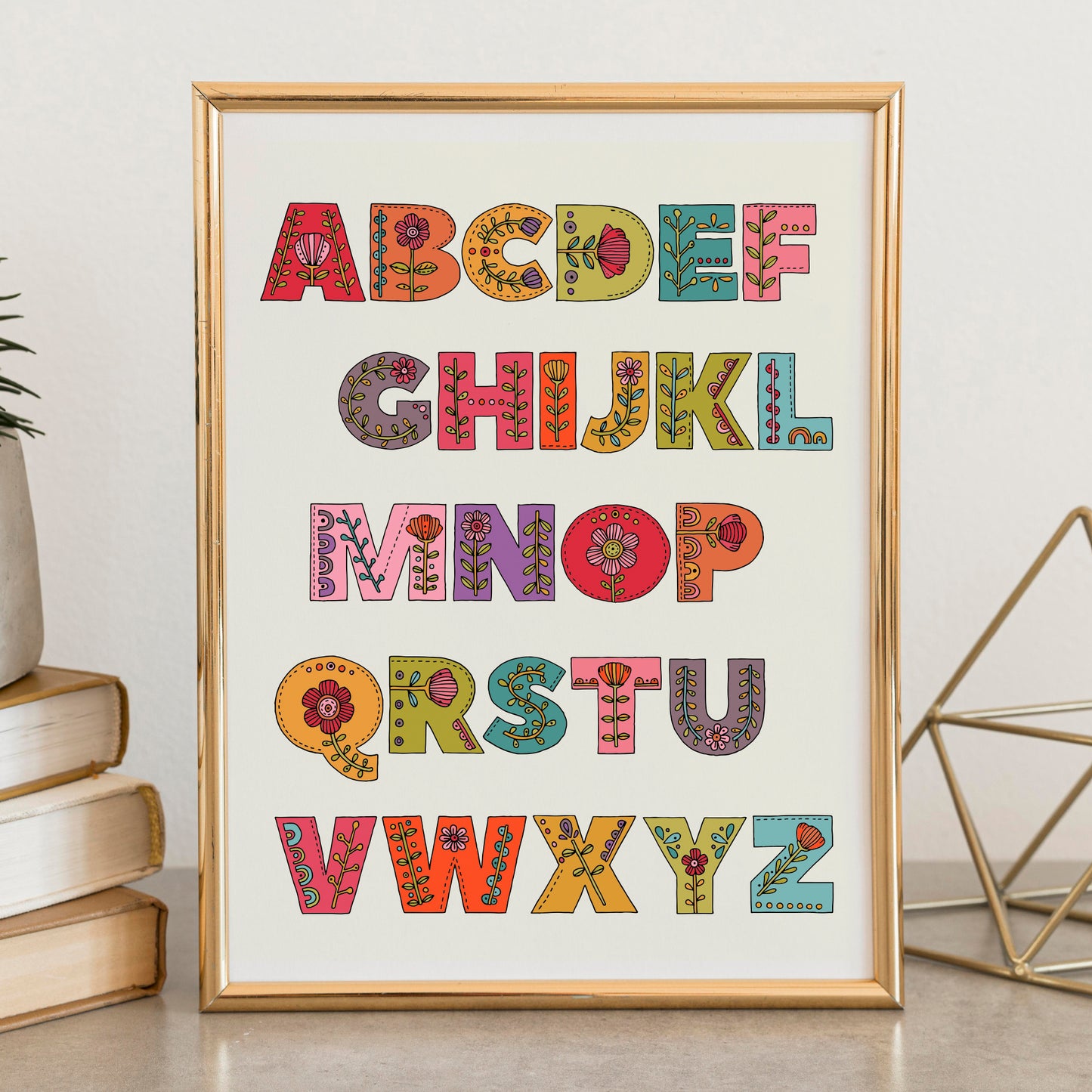Floral Alphabet Art Print | Whimsical ABC