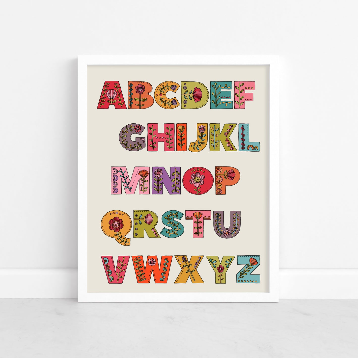 Floral Alphabet Art Print | Whimsical ABC