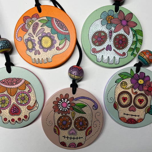 Hand-Painted Sugar Skull Ornament - Unique Decor