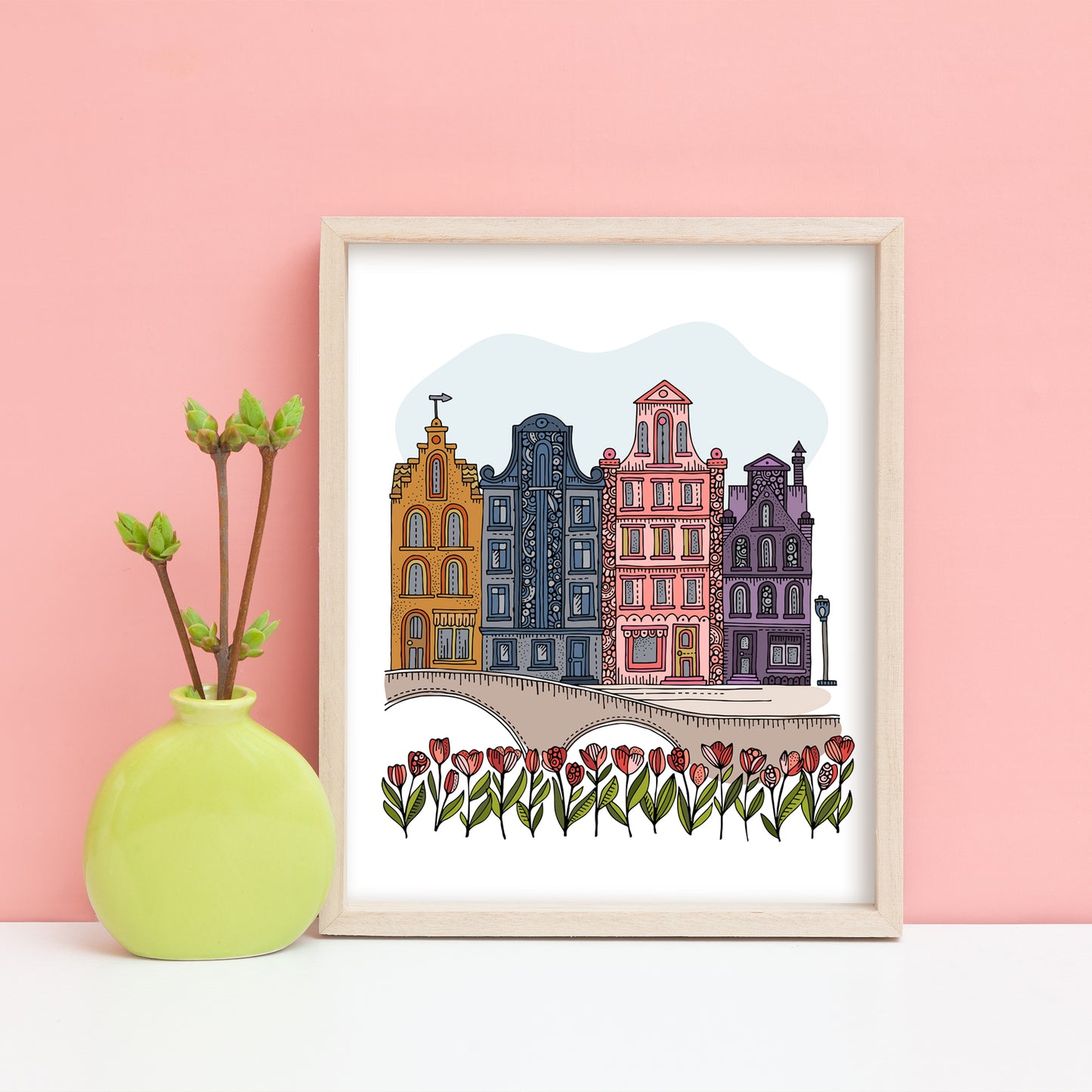 Amsterdam - 2  Art Print | Dutch Canal Houses Wall Art