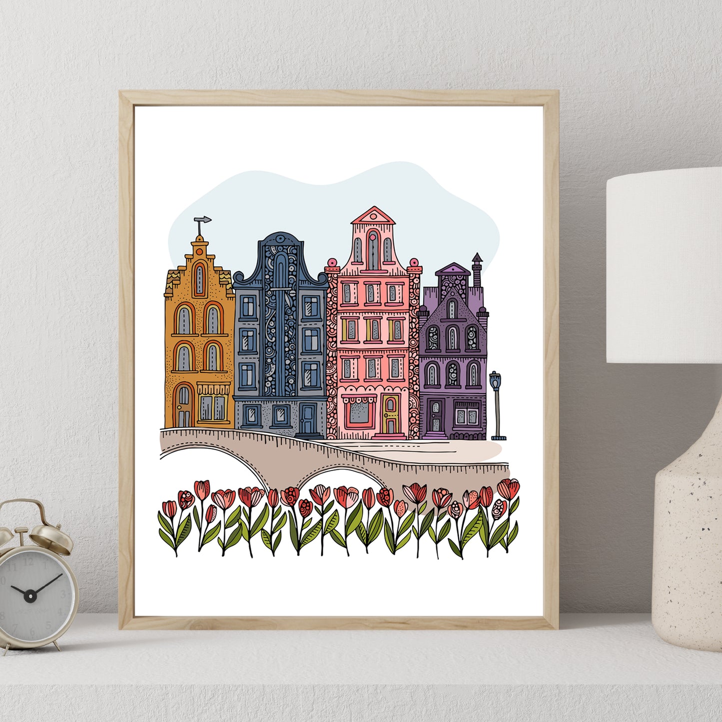 Amsterdam - 2  Art Print | Dutch Canal Houses Wall Art