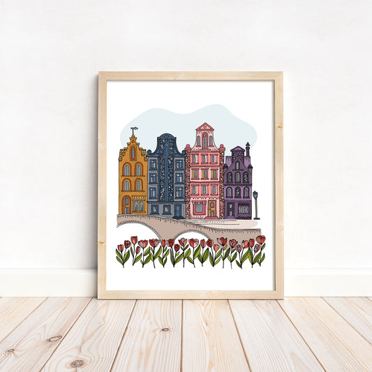 Amsterdam - 2  Art Print | Dutch Canal Houses Wall Art