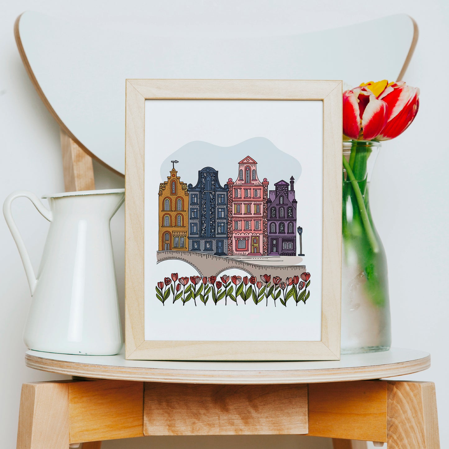 Amsterdam - 2  Art Print | Dutch Canal Houses Wall Art