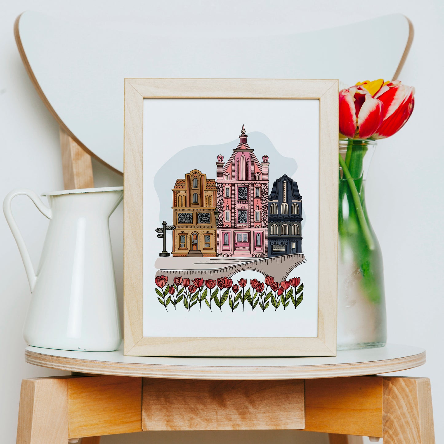 Amsterdam Art Print | Dutch Canal Houses Wall Art