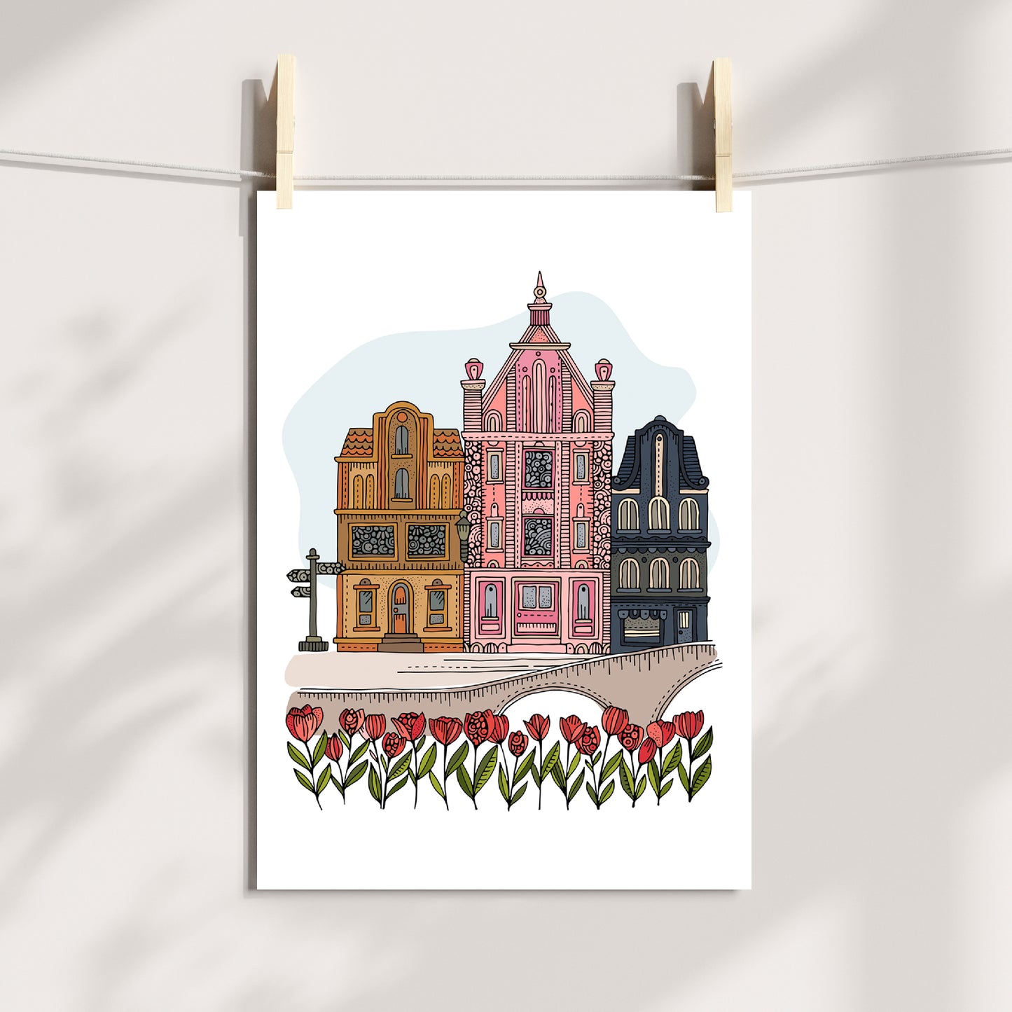 Amsterdam Art Print | Dutch Canal Houses Wall Art