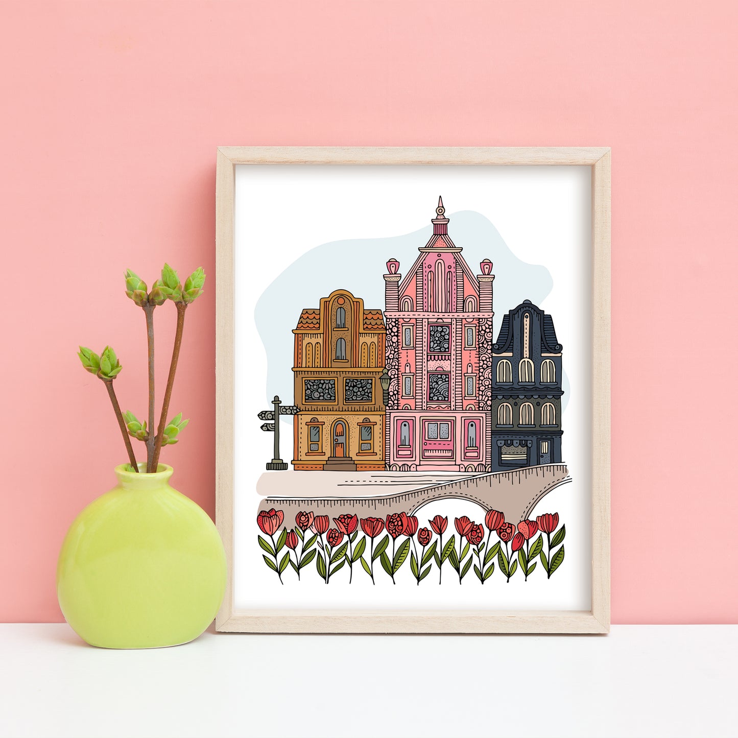 Amsterdam Art Print | Dutch Canal Houses Wall Art