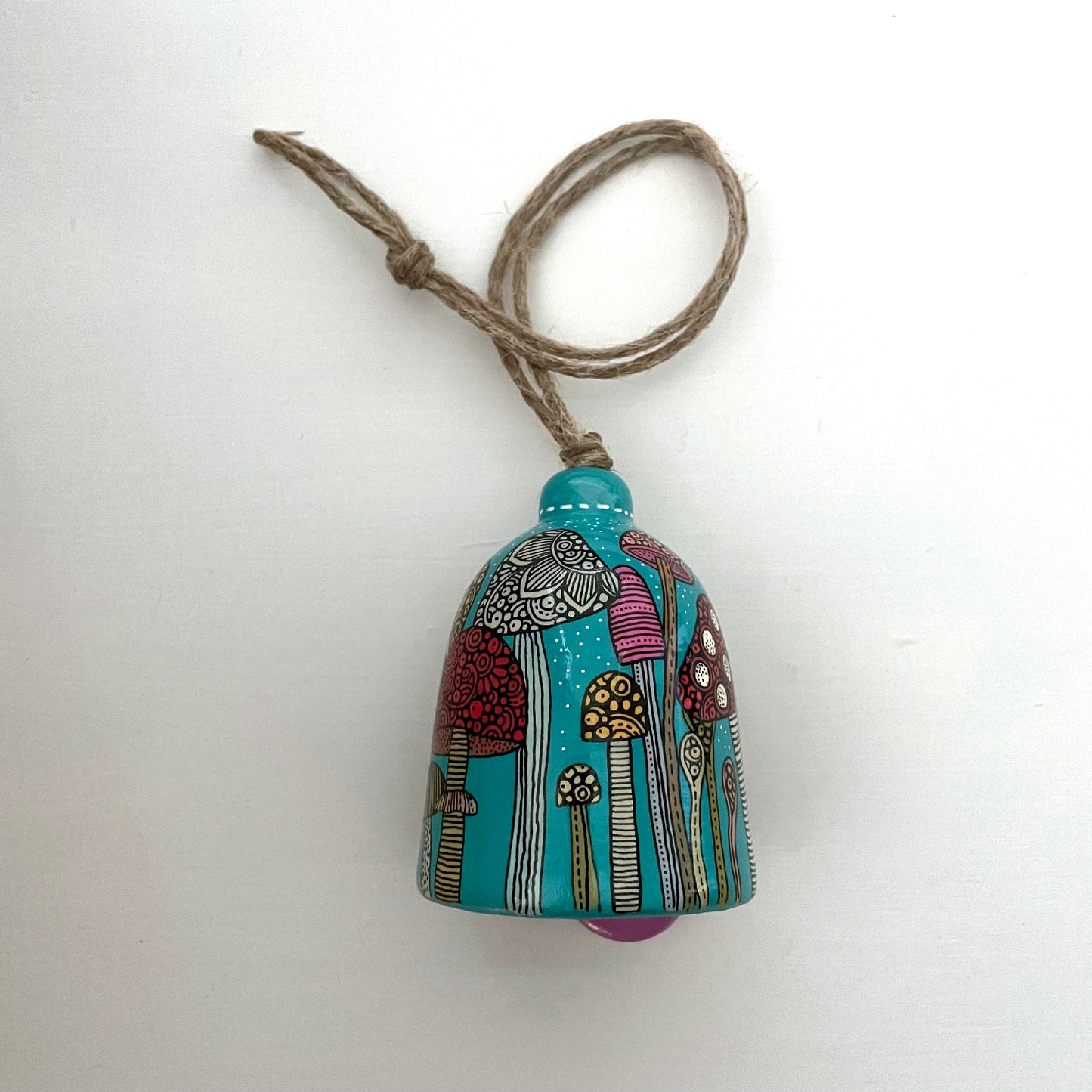 Blue Hand painted Ceramic bell wall decor - Home decor - One of a Kind