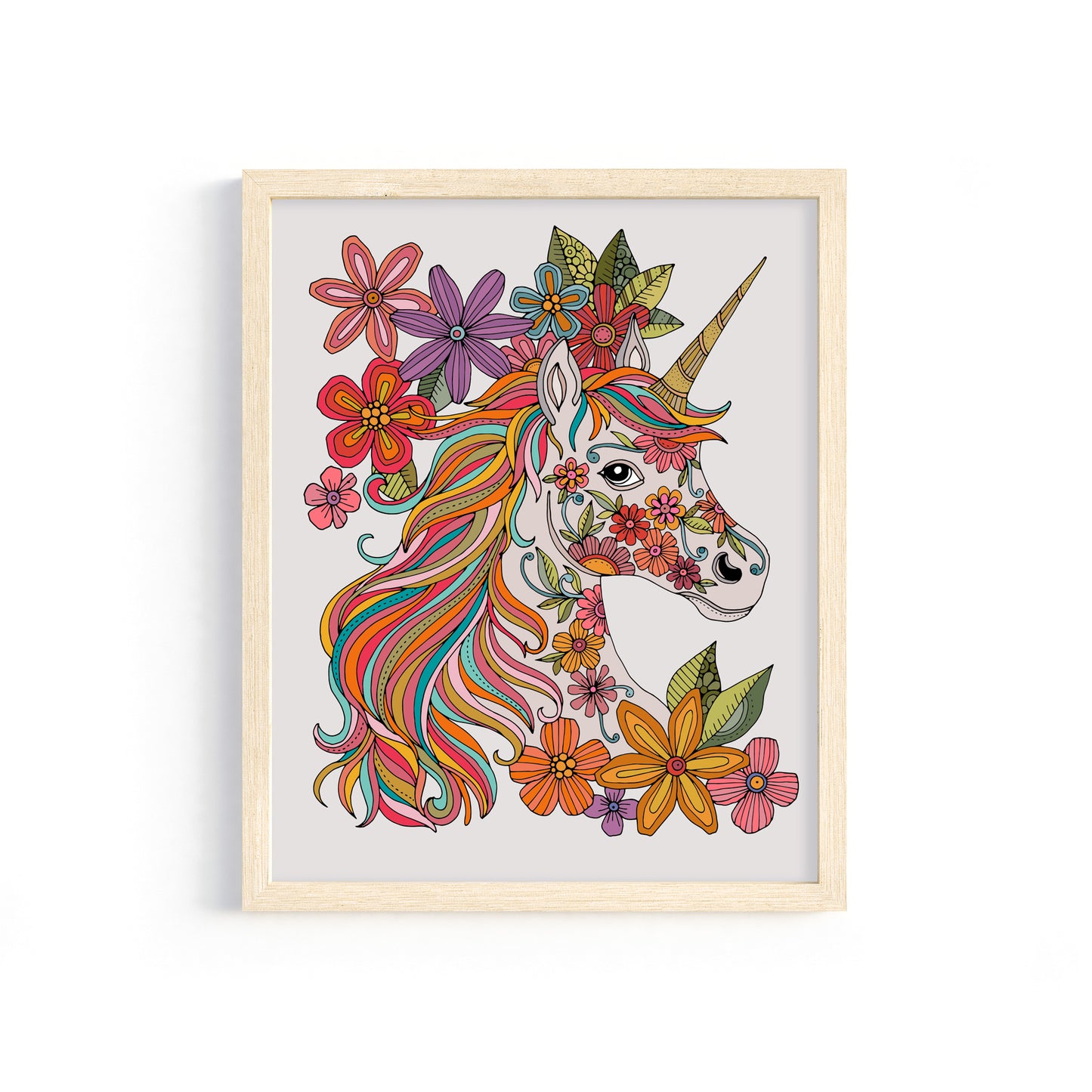 Floral Unicorn Art Print | Whimsical Unicorn Wall Art